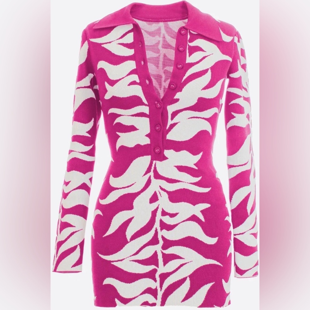 Hanifa Pink and White Soraya Mini Dress XS